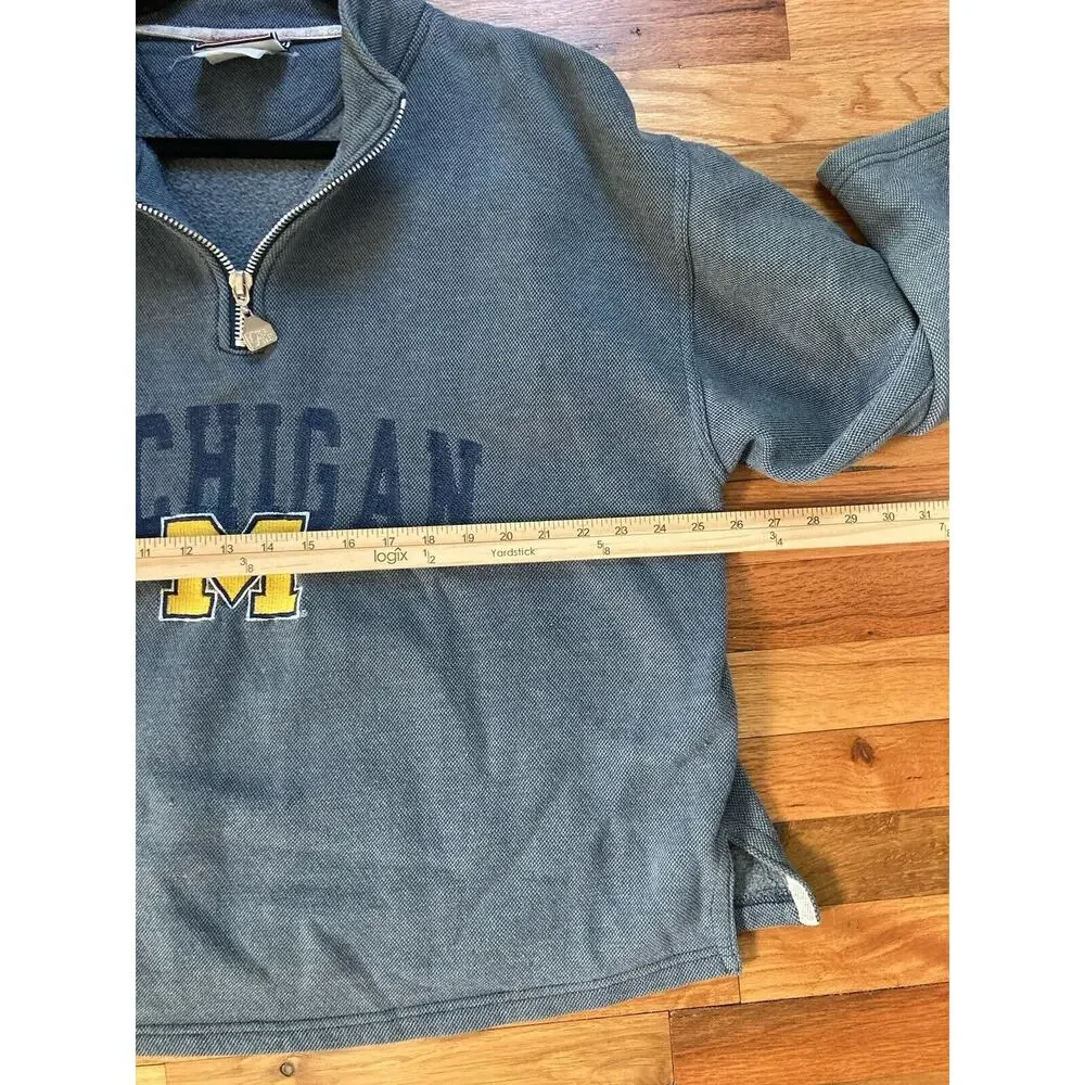 Vintage 90s Pro Player University of Michigan Embroidered 1/4 Zip Sweater Large - Picture 9 of 9